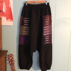Black funky cotton harem pants